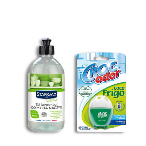 ZESTAW: ŻEL DO MYCIA NACZYŃ STARWAX SOLUVERT + NEUTRALIZATOR ZAPACHU DO LODÓWKI CROC’ODOR