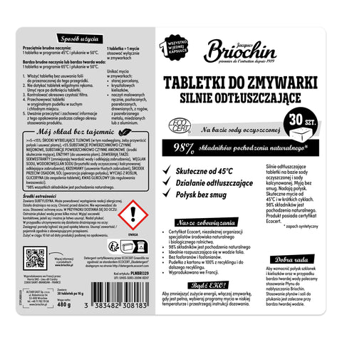 TABLETKI DO ZMYWARKI SILNIE ODTŁUSZCZAJĄCE, 30 SZT. BRIOCHIN