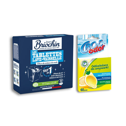 ZESTAW: TABLETKI ODTŁUSZCZAJĄCE BRIOCHIN + ODŚWIEŻACZ DO ZMYWARKI CROC’ODOR