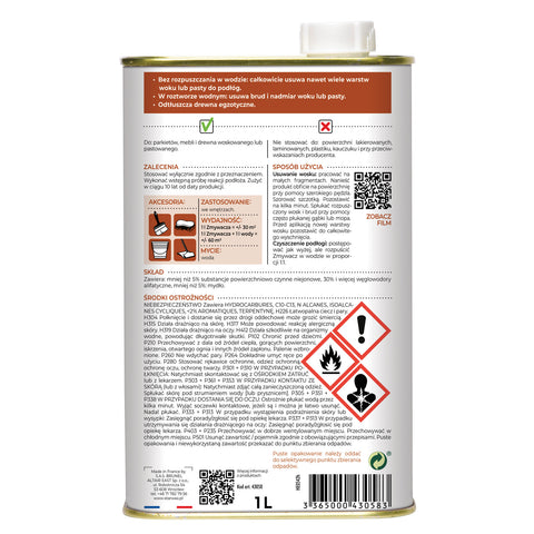ZMYWACZ WOSKU PARKIETY & DREWNO EKSTRA MOCNY 1 L STARWAX
