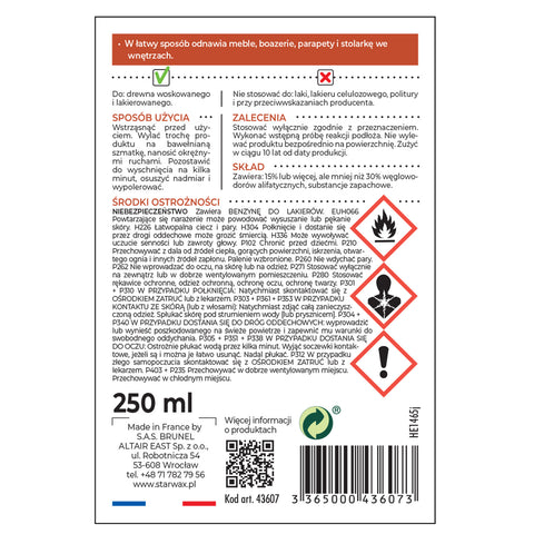 ODNAWIACZ MEBLE WOSKOWANE I LAKIEROWANE DREWNO OWOCOWE 250 ML STARWAX