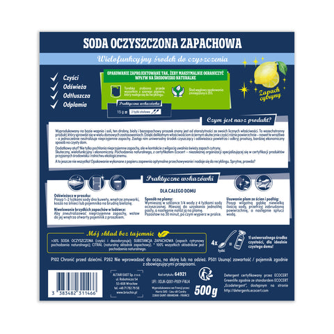 SODA OCZYSZCZONA ZAPACHOWA CYTRYNA 500 G BRIOCHIN